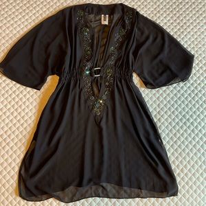 Jantzen Sheer Black Sequin-beaded Swim Coverup